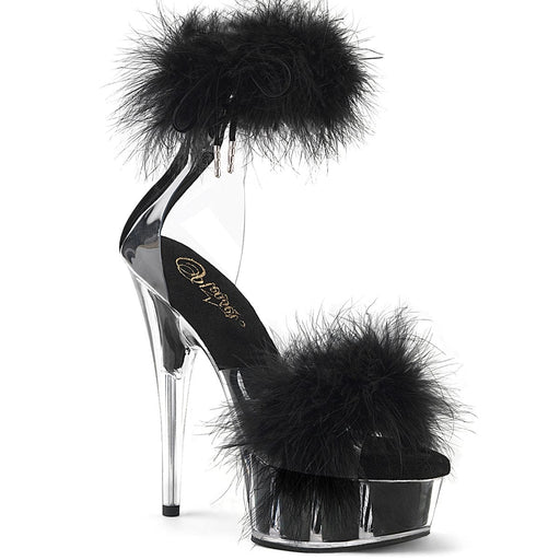 Pleaser DELIGHT-624F Platform Sandal (Clear-Black Fur/M)