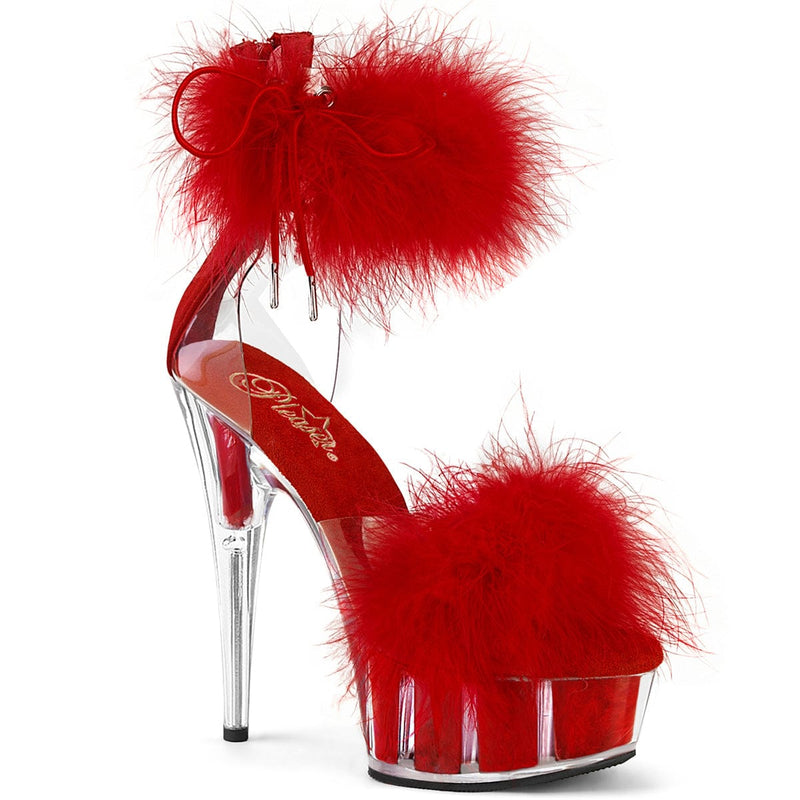 Pleaser DELIGHT-624F Platform Sandal (Clear-Red Fur/M)