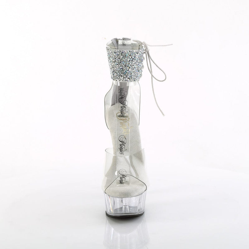 Pleaser DELIGHT-624RS-02 Platform Sandal (Clear-Silver AB Rhinestone/Clear)
