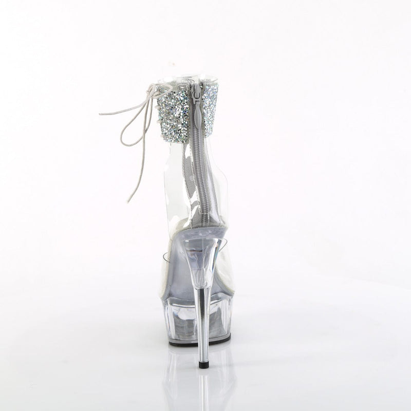 Pleaser DELIGHT-624RS-02 Platform Sandal (Clear-Silver AB Rhinestone/Clear)