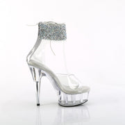 Pleaser DELIGHT-624RS-02 Platform Sandal (Clear-Silver AB Rhinestone/Clear)