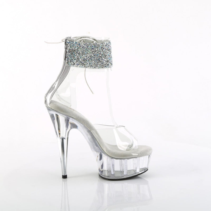 Pleaser DELIGHT-624RS-02 Platform Sandal (Clear-Silver AB Rhinestone/Clear)