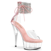 Pleaser DELIGHT-624RS Platform Sandal (Clear-Baby Pink/Clear)