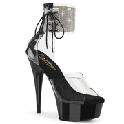 Pleaser DELIGHT-624RS Platform Sandal (Clear/Black)