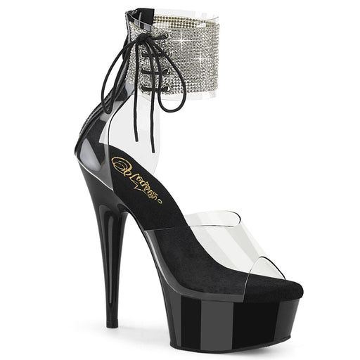 Pleaser DELIGHT-624RS Platform Sandal (Clear/Black)