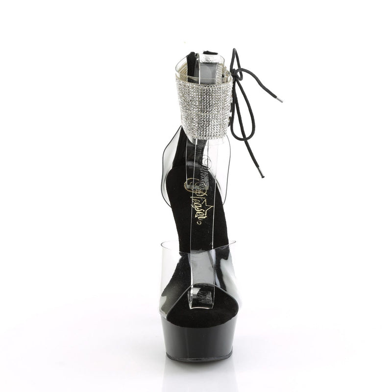 Pleaser DELIGHT-624RS Platform Sandal (Clear/Black)
