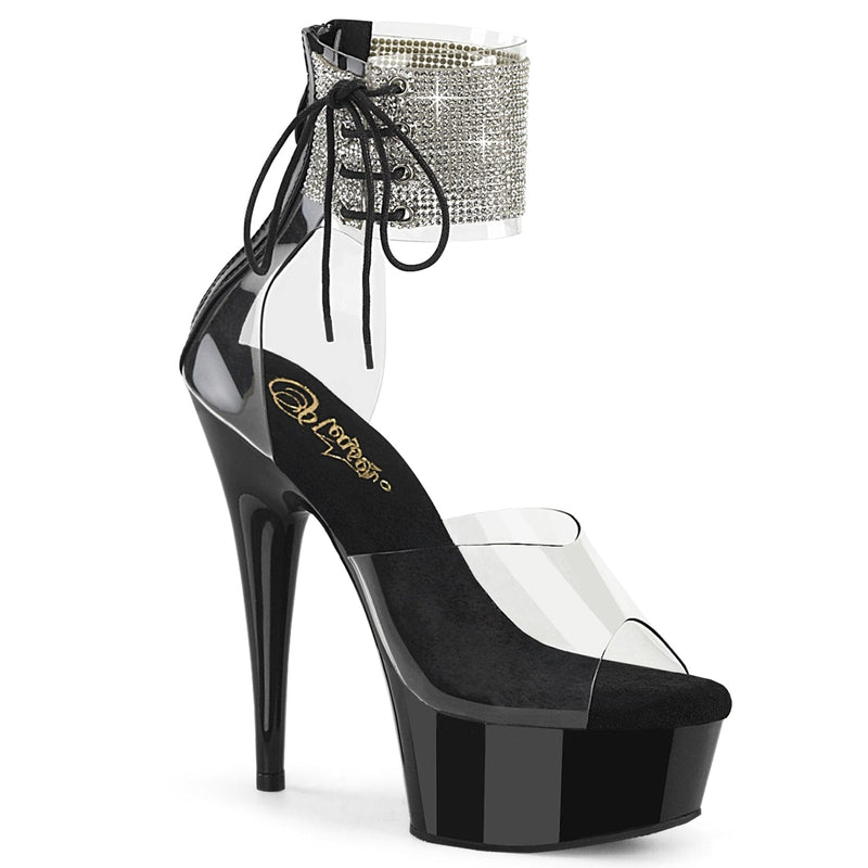Pleaser DELIGHT-624RS Platform Sandal (Clear/Black)