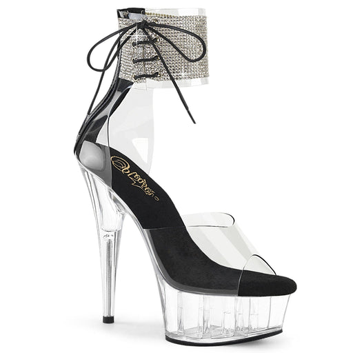 Pleaser DELIGHT-624RS Platform Sandal (Clear-Black/Clear)