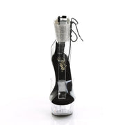 Pleaser DELIGHT-624RS Platform Sandal (Clear-Black/Clear)