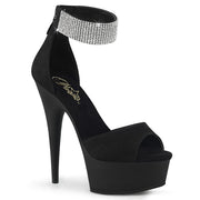 Pleaser DELIGHT-625 Platform Sandal (Black Faux Suede/Black Matte)