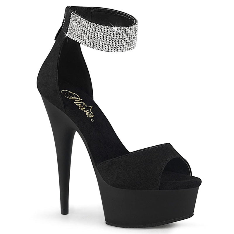 Pleaser DELIGHT-625 Platform Sandal (Black Faux Suede/Black Matte)