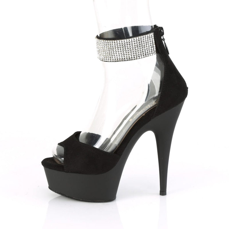 Pleaser DELIGHT-625 Platform Sandal (Black Faux Suede/Black Matte)