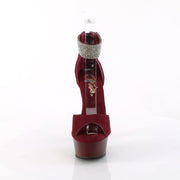 Pleaser DELIGHT-625 Platform Sandal (Burgundy Faux Suede/Burgundy Matte)