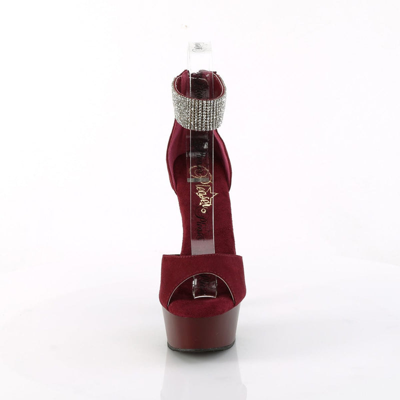 Pleaser DELIGHT-625 Platform Sandal (Burgundy Faux Suede/Burgundy Matte)