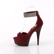 Pleaser DELIGHT-625 Platform Sandal (Burgundy Faux Suede/Burgundy Matte)