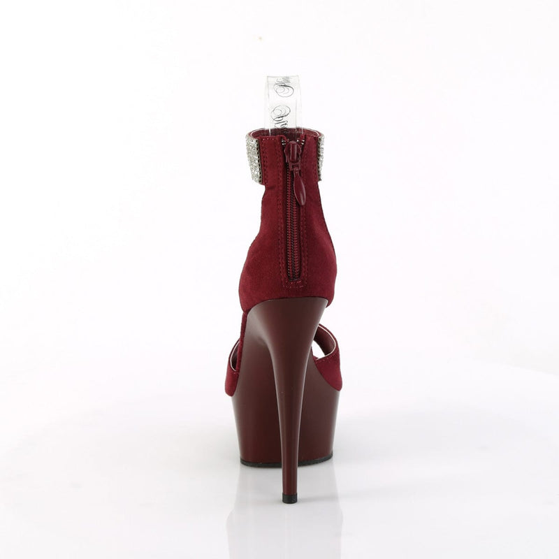 Pleaser DELIGHT-625 Platform Sandal (Burgundy Faux Suede/Burgundy Matte)