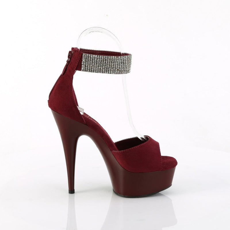 Pleaser DELIGHT-625 Platform Sandal (Burgundy Faux Suede/Burgundy Matte)