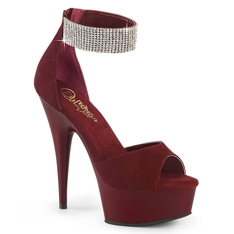 Pleaser DELIGHT-625 Platform Sandal (Burgundy Faux Suede/Burgundy Matte)