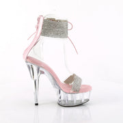 Pleaser DELIGHT-627RS Platform Sandal (Clear-Baby Pink/Clear)