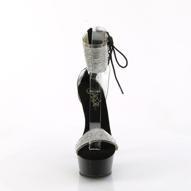 Pleaser DELIGHT-627RS Platform Sandal (Clear-Black/Black)