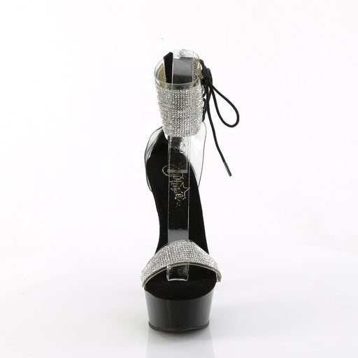 Pleaser DELIGHT-627RS Platform Sandal (Clear-Black/Black)