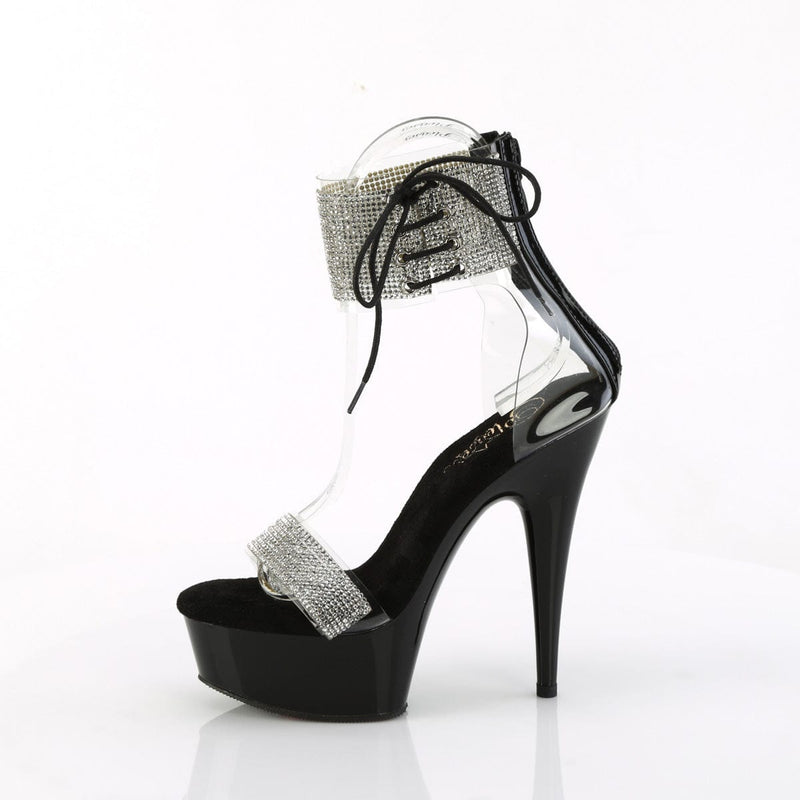 Pleaser DELIGHT-627RS Platform Sandal (Clear-Black/Black)