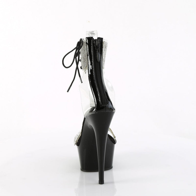 Pleaser DELIGHT-627RS Platform Sandal (Clear-Black/Black)