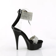 Pleaser DELIGHT-627RS Platform Sandal (Clear-Black/Black)