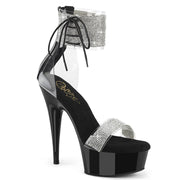 Pleaser DELIGHT-627RS Platform Sandal (Clear-Black/Black)