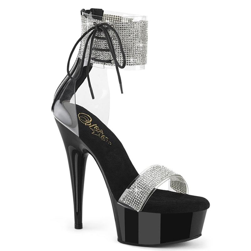 Pleaser DELIGHT-627RS Platform Sandal (Clear-Black/Black)
