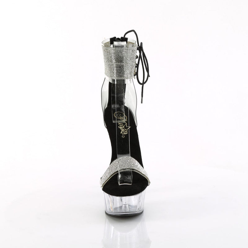 Pleaser DELIGHT-627RS Platform Sandal (Clear-Black/Clear)