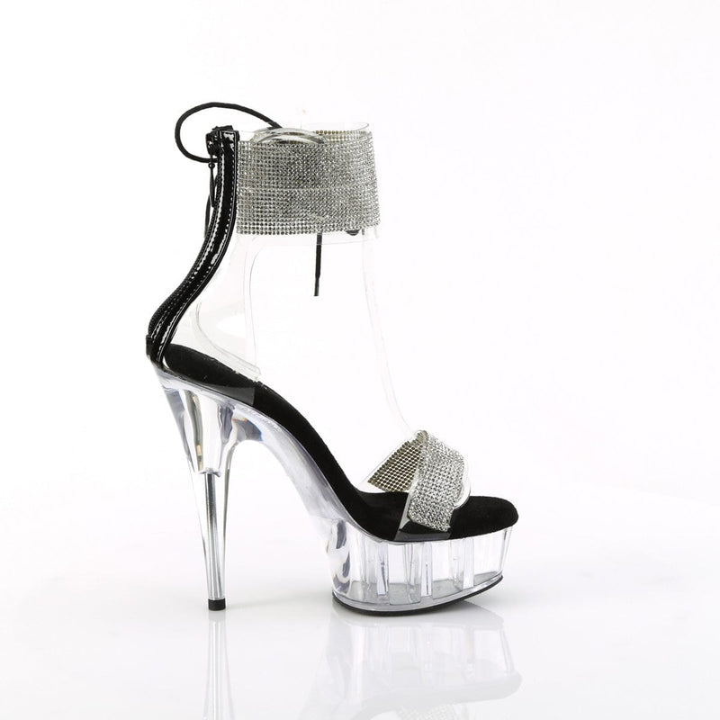 Pleaser DELIGHT-627RS Platform Sandal (Clear-Black/Clear)