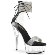 Pleaser DELIGHT-627RS Platform Sandal (Clear-Black/Clear)