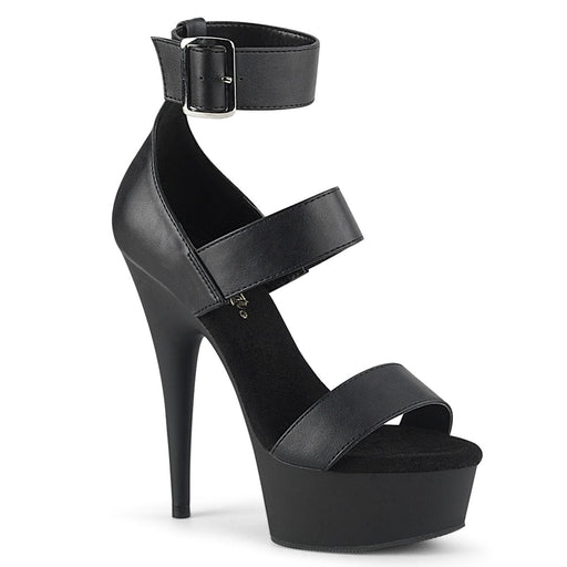 Pleaser DELIGHT-629 Platform Sandal (Black Faux Leather/Black Matte)