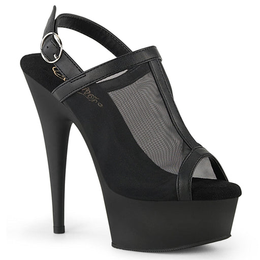 Pleaser DELIGHT-636 Platform Sandal (Black Faux Le-Mesh/Black Matte)