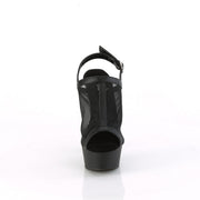 Pleaser DELIGHT-636 Platform Sandal (Black Faux Le-Mesh/Black Matte)