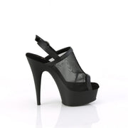 Pleaser DELIGHT-636 Platform Sandal (Black Faux Le-Mesh/Black Matte)