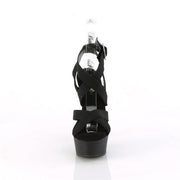 Pleaser DELIGHT-638 Platform Sandal (Black Elastic Band/Black Matte)