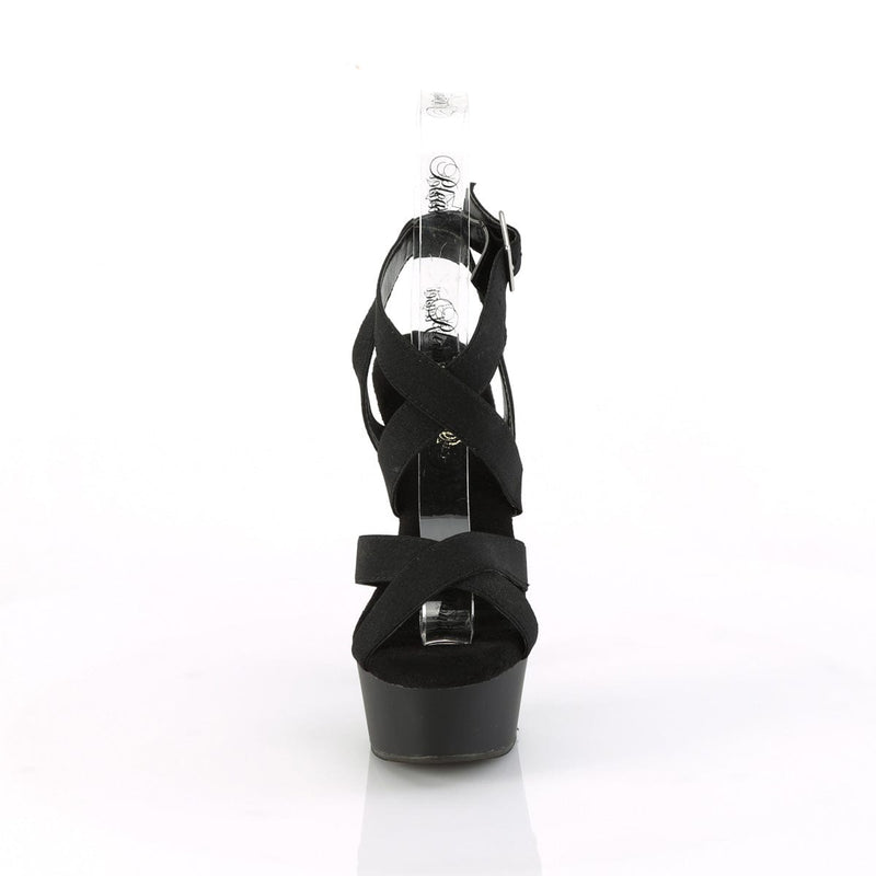 Pleaser DELIGHT-638 Platform Sandal (Black Elastic Band/Black Matte)