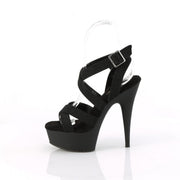 Pleaser DELIGHT-638 Platform Sandal (Black Elastic Band/Black Matte)