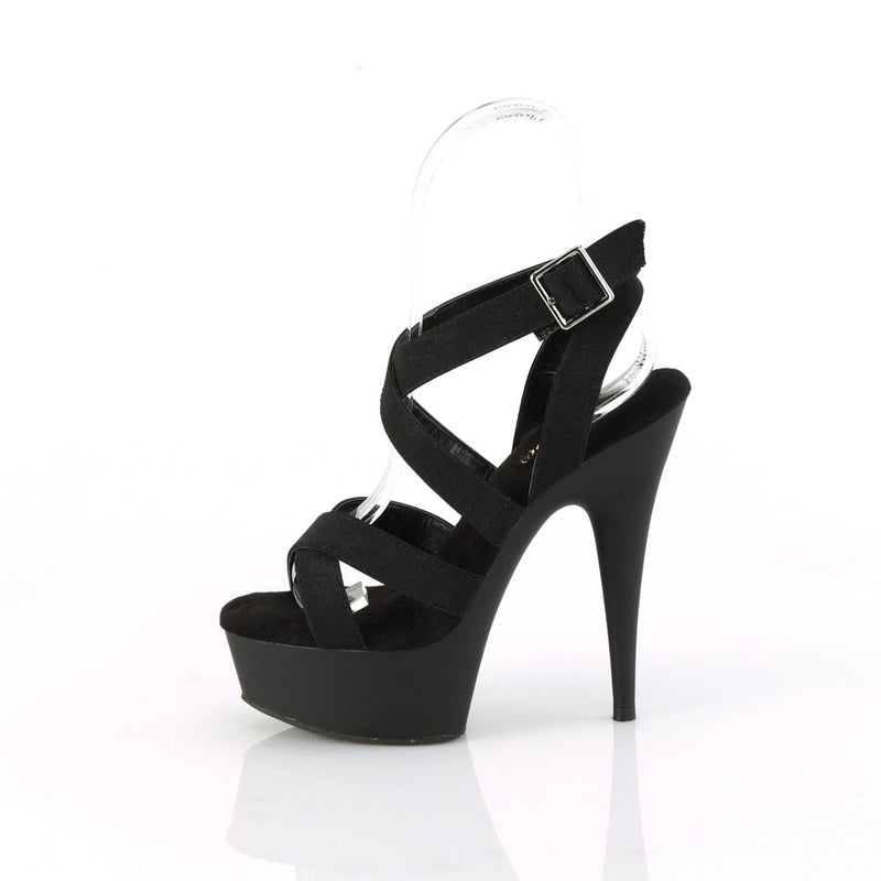 Pleaser DELIGHT-638 Platform Sandal (Black Elastic Band/Black Matte)