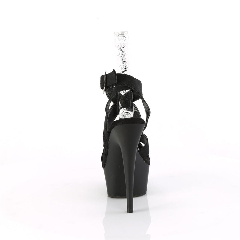 Pleaser DELIGHT-638 Platform Sandal (Black Elastic Band/Black Matte)