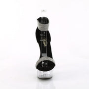 Pleaser DELIGHT-641 Platform Sandal (Black Shimmery Fabric/Clear)