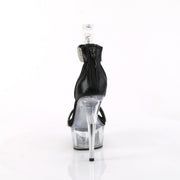 Pleaser DELIGHT-641 Platform Sandal (Black Shimmery Fabric/Clear)