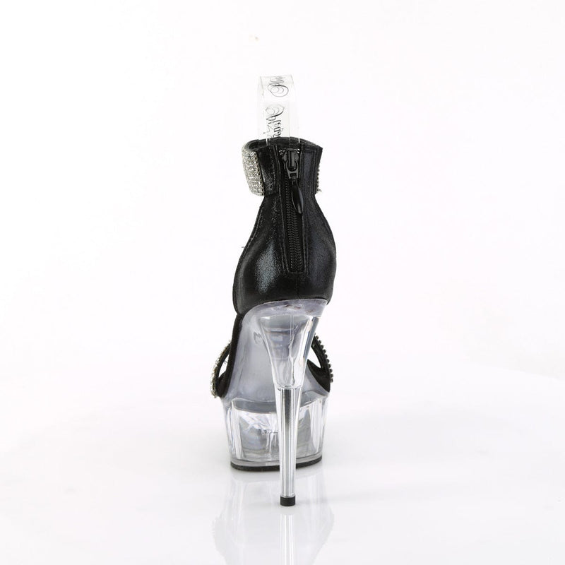 Pleaser DELIGHT-641 Platform Sandal (Black Shimmery Fabric/Clear)