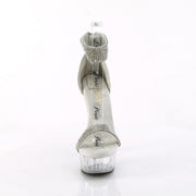 Pleaser DELIGHT-641 Platform Sandal (Silver Shimmery Fabric/Clear)