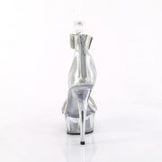 Pleaser DELIGHT-641 Platform Sandal (Silver Shimmery Fabric/Clear)