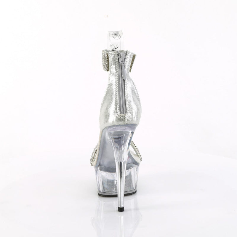 Pleaser DELIGHT-641 Platform Sandal (Silver Shimmery Fabric/Clear)