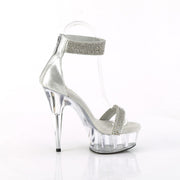 Pleaser DELIGHT-641 Platform Sandal (Silver Shimmery Fabric/Clear)