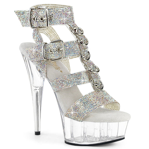 Pleaser DELIGHT-656RS Platform Sandal (Silver AB Rhinestone-TPU/Clear)